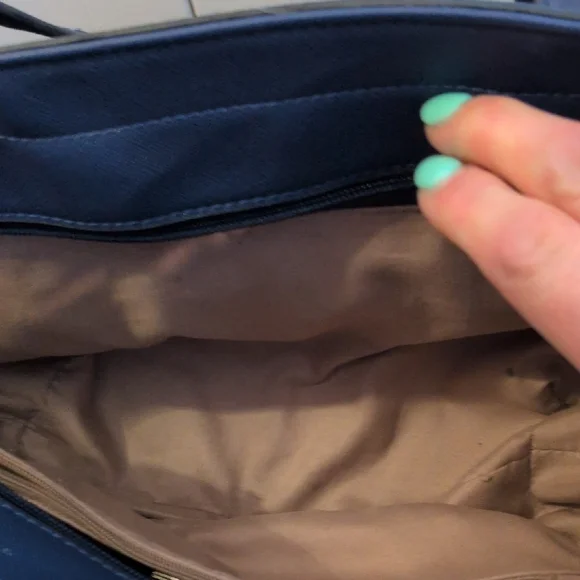 kate spade navy blue tote with gold plaque - Picture 10 of 16